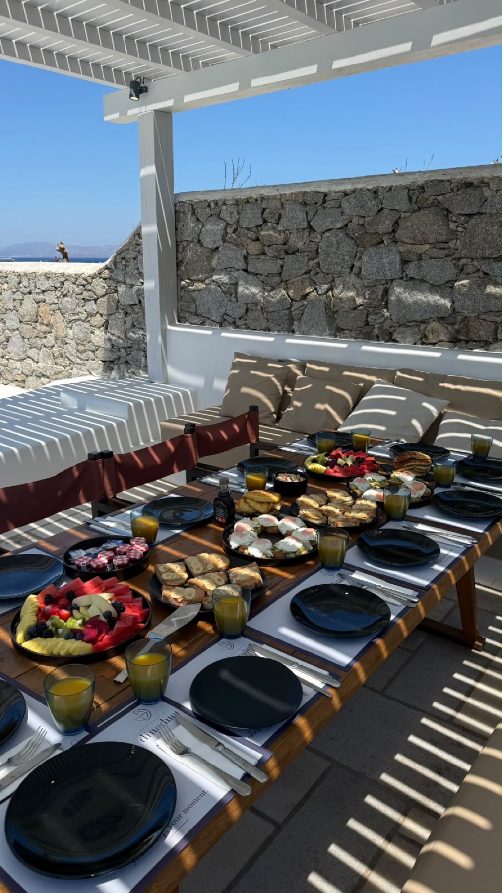 Private chef brunch served after a yoga session in Mykonos