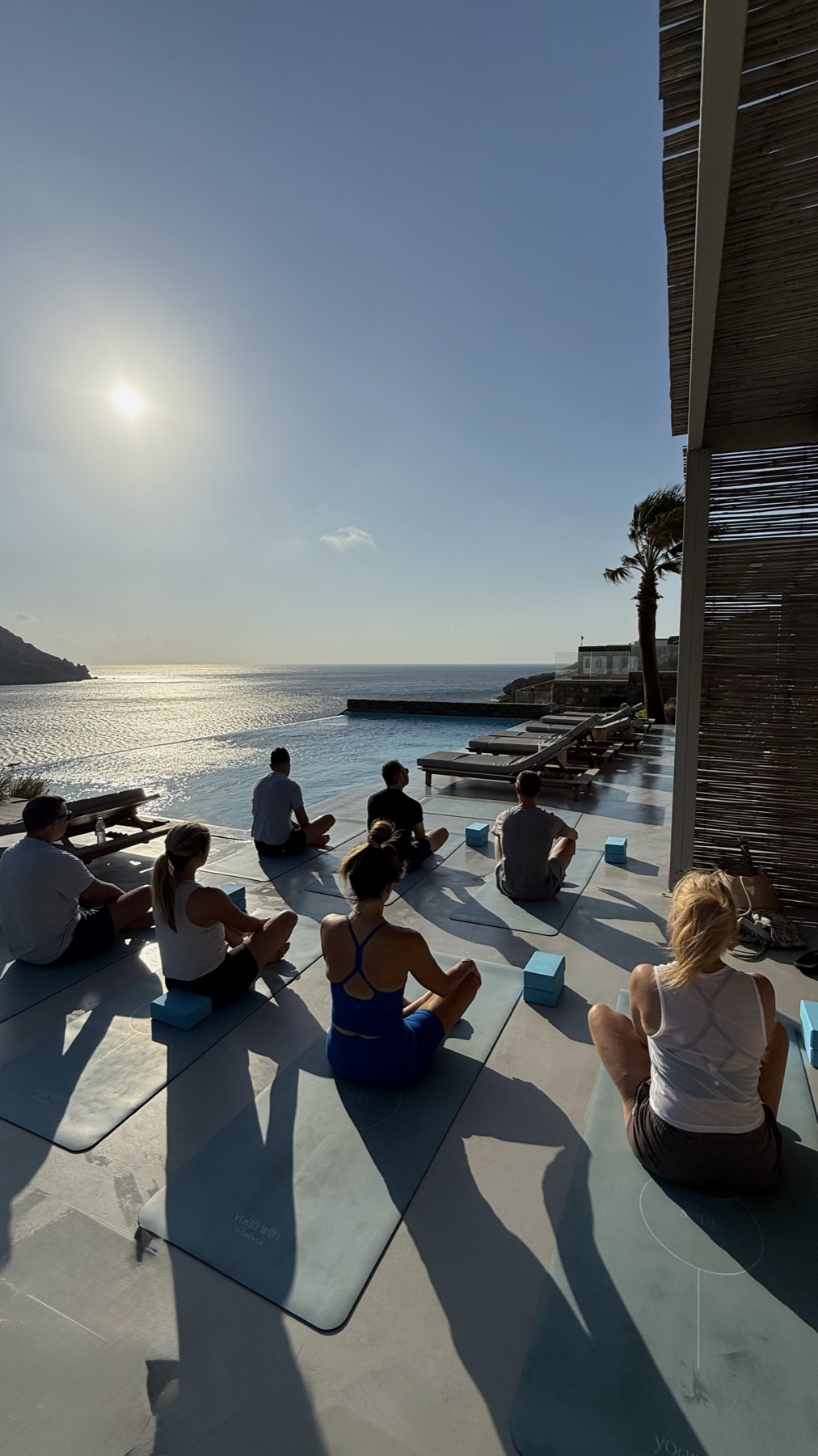 Private group yoga at a Mykonos villa
