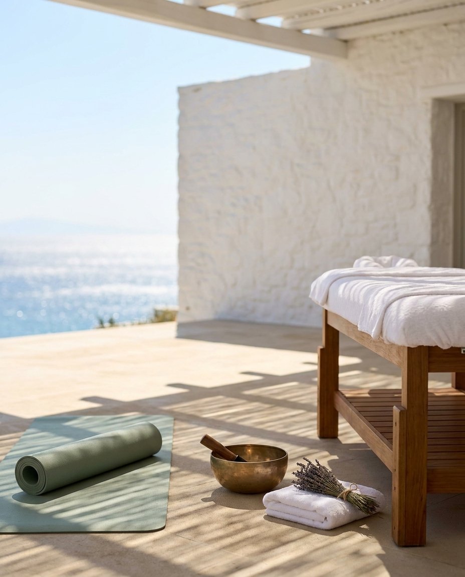 Yoga and massage wellness pairing in Mykonos