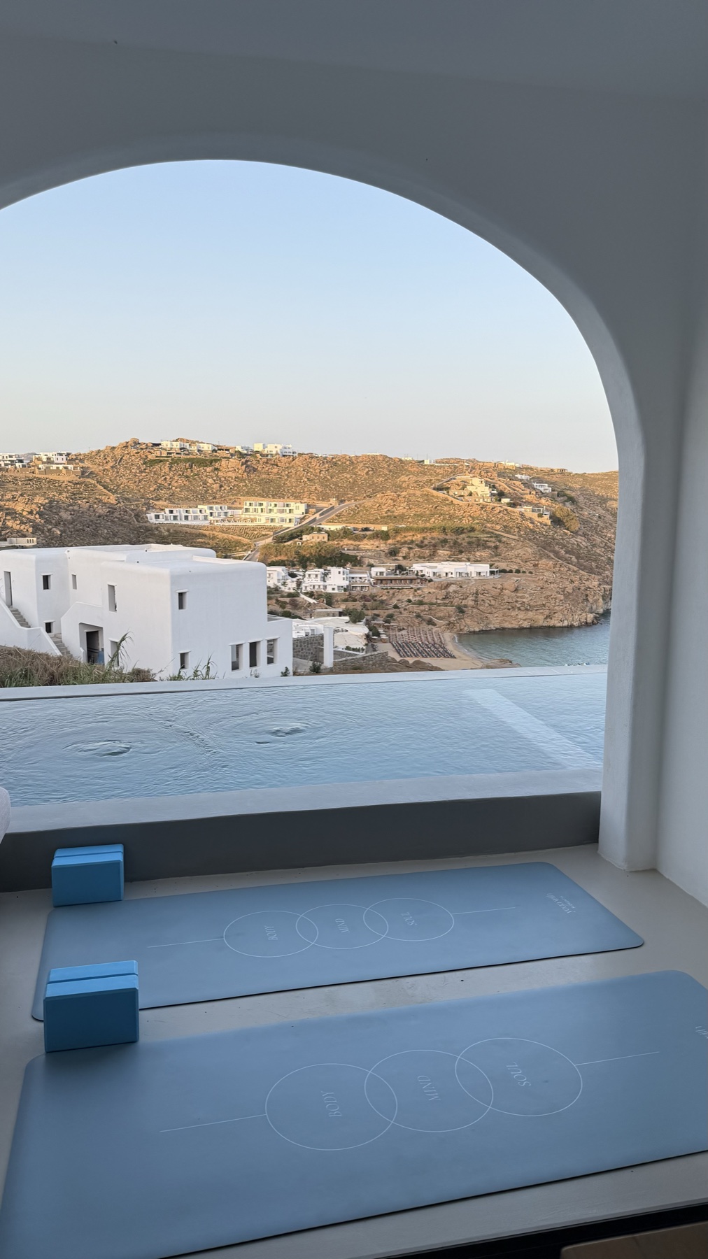 Calm yin yoga practice in Mykonos